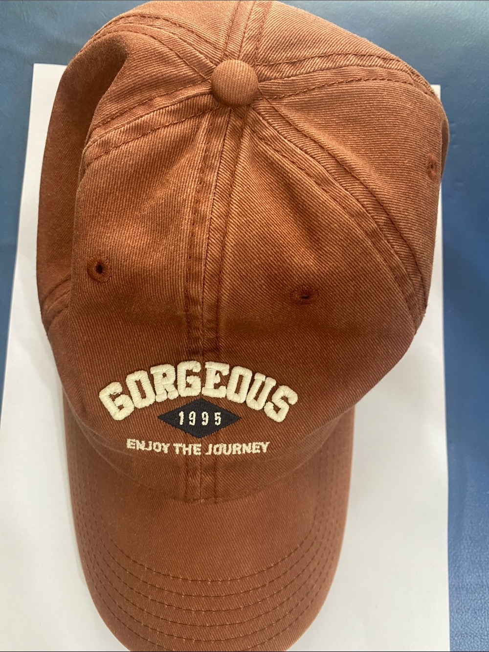 H&M Brown 'GORGEOUS 1995' Embroidered Cotton Baseball Cap